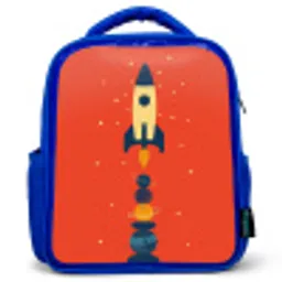 Raket - Planeten - Rood Kinderrugzak - Blauw middel -3d