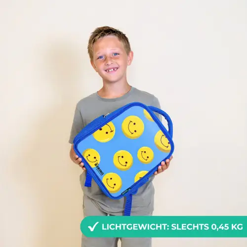 Vrolijke smileyregen Kinderrugzak - Blauw middel -sfeer1_NL