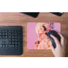 Vrouw - Bloemen - Paars - Abstract muismat rubber klein -toetsenbord