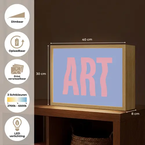 Art - Roze - Blauw Light Box met batterij (Wandlamp) middel -USP_websiteoverzichtNL