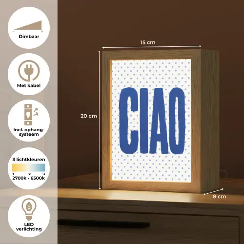 Ciao - Stippen - Roze - Wit Light Box met kabel (Tafellamp) klein -USP_NL