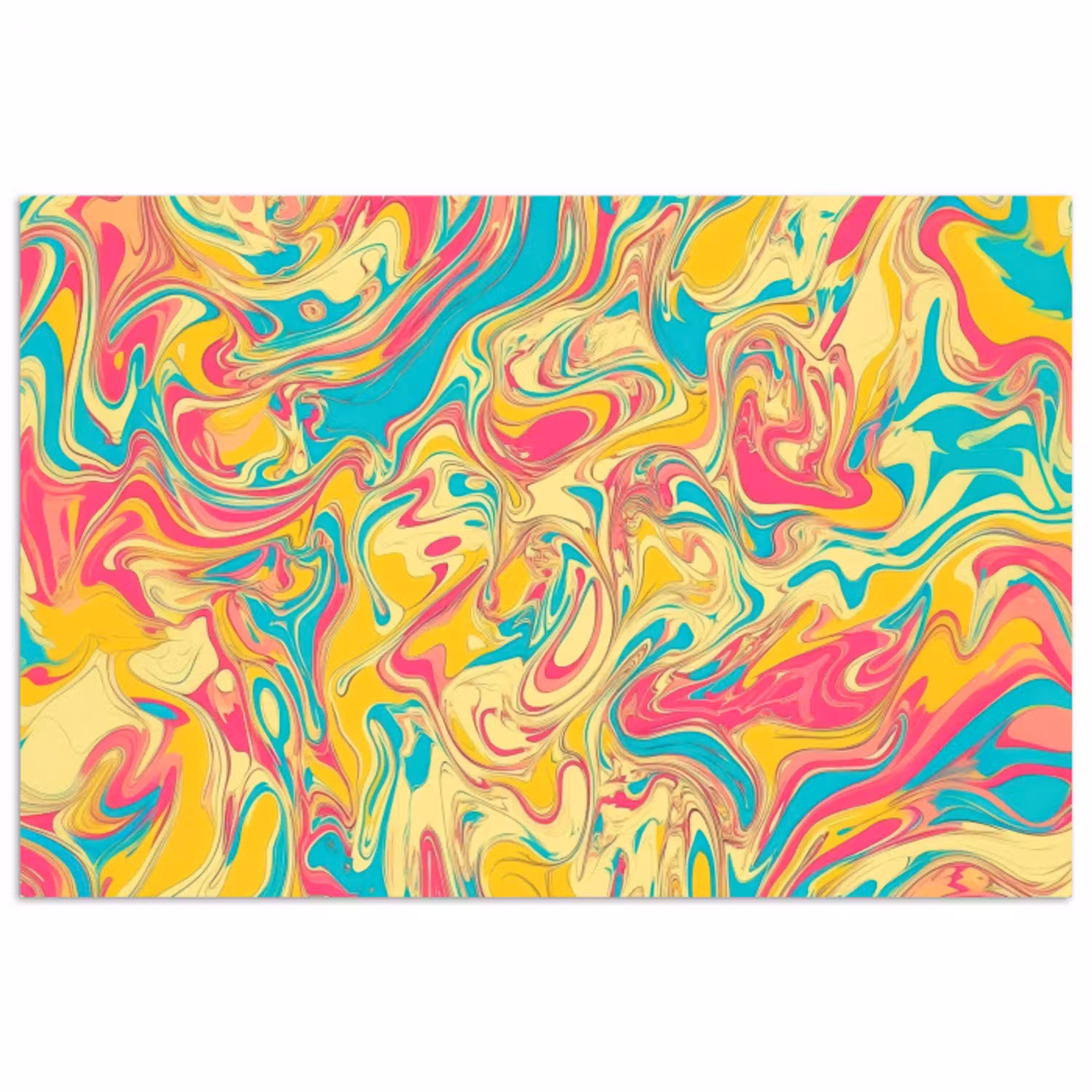 Geel - Roze - Blauw - Retro poster papier klein -3d