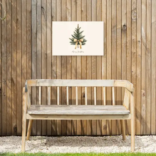 Kerstboom - Kerst - Merry Christmas - Beige Tuinposter op houten frame 2 cm dik klein -sfeer4