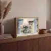 Fiets - Pastelkleuren - Bloemen Light Box met batterij (Wandlamp) middel -sfeer2