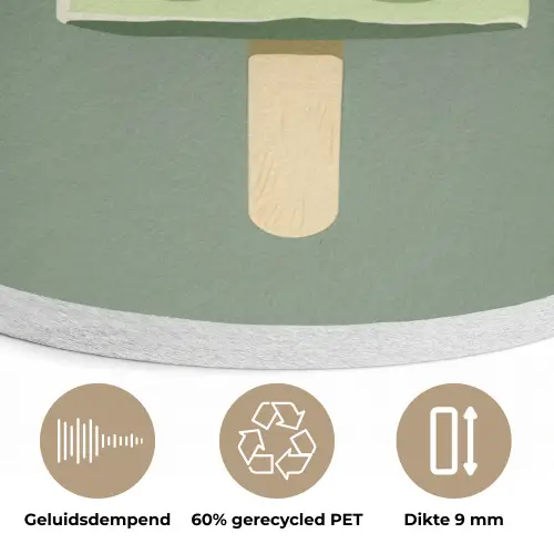 Groen - Waterijsje - Stokje - Illustratie Akoestische PET Vilt - Rond klein -closeup_NL