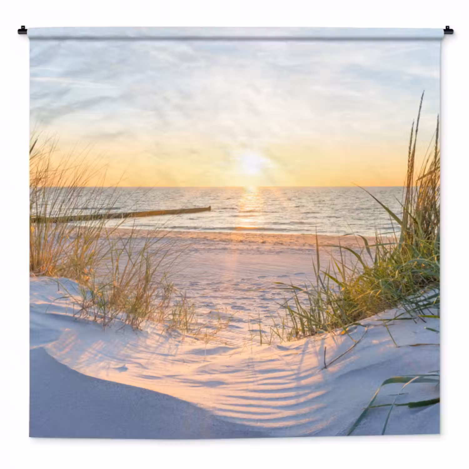 Wandteppich - Strand - Sonne - Düne - Gras - Sand - Horizont