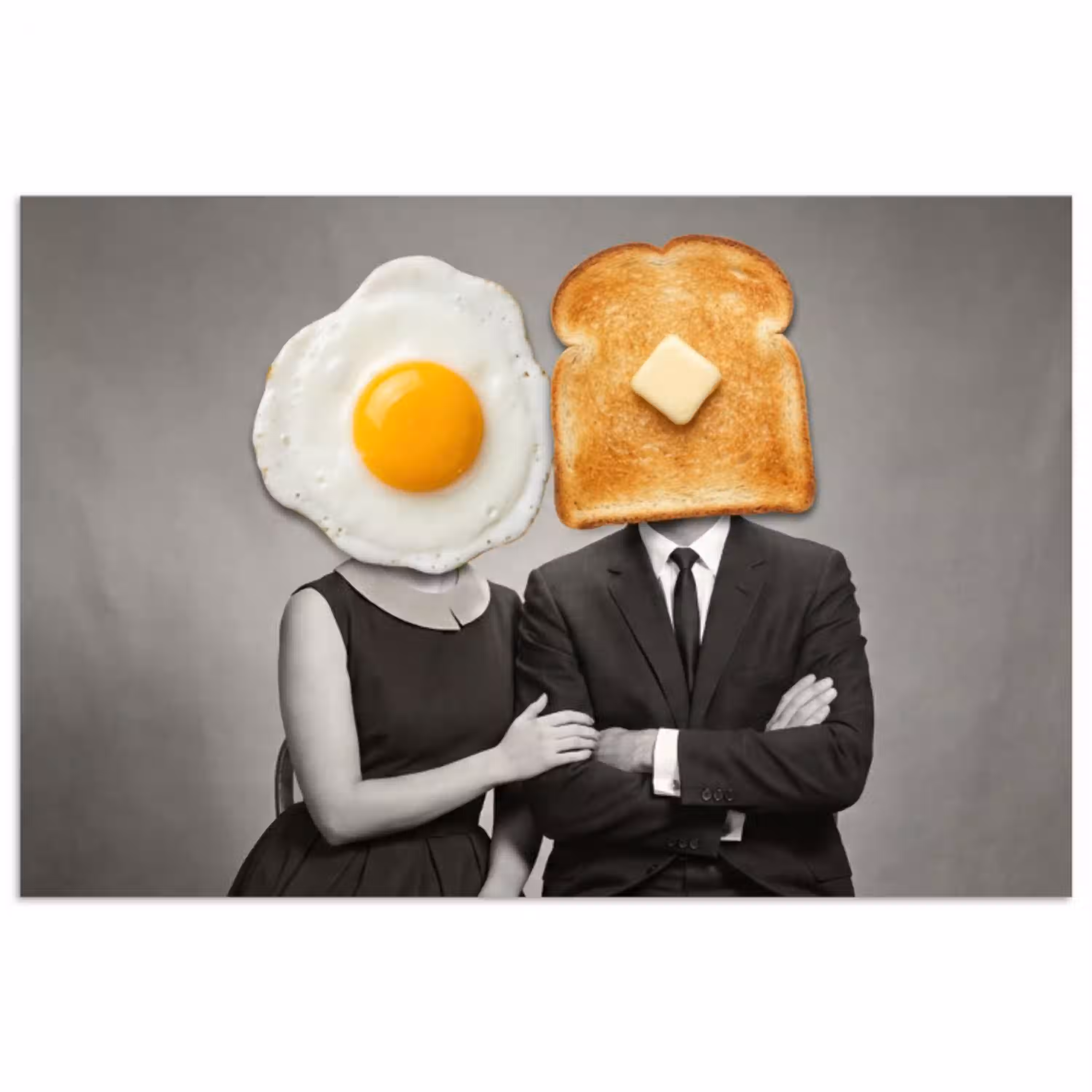 Ontbijt - Koppel - Ei - Brood poster papier klein -3d