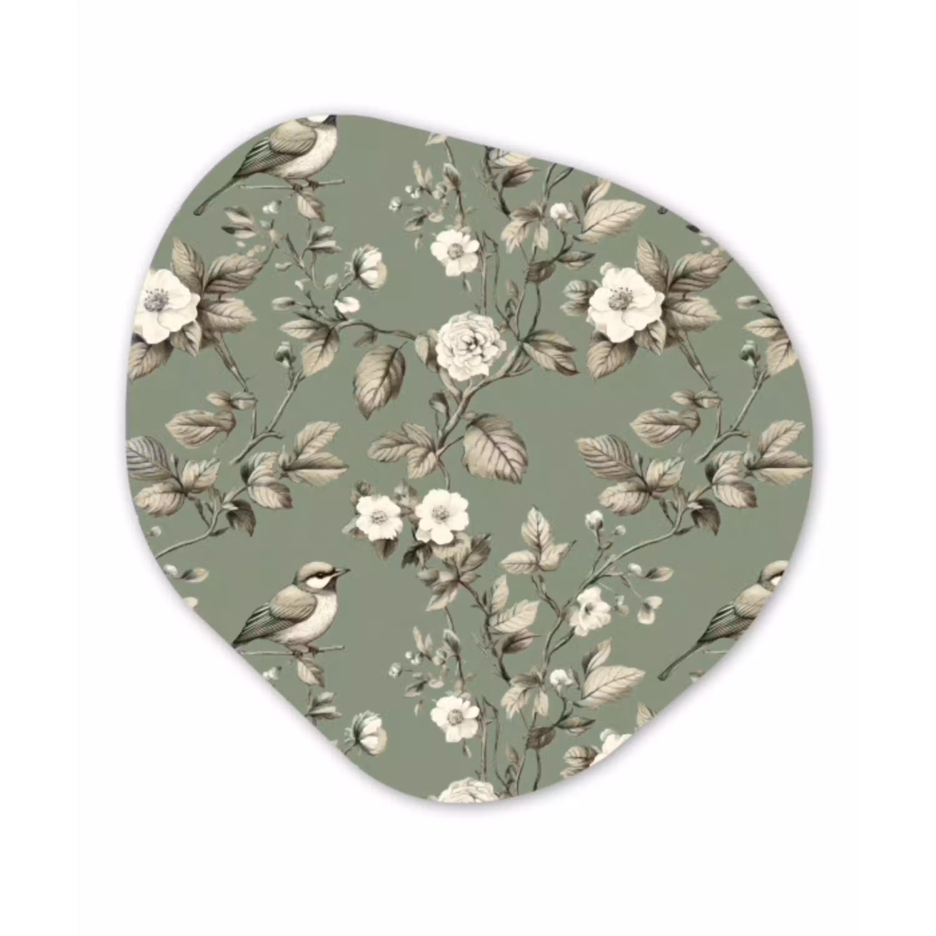Botanisch - Vogels - Groen Wandcirkel Organisch Forex 3mm klein 629 -3d