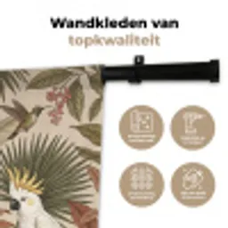 Tropisch - Vogels - Beige Wandkleed katoen klein -sfeer2
