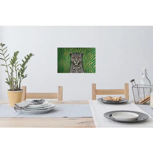 Panter - Zebrapatroon - Groen Muursticker klein -eettafel