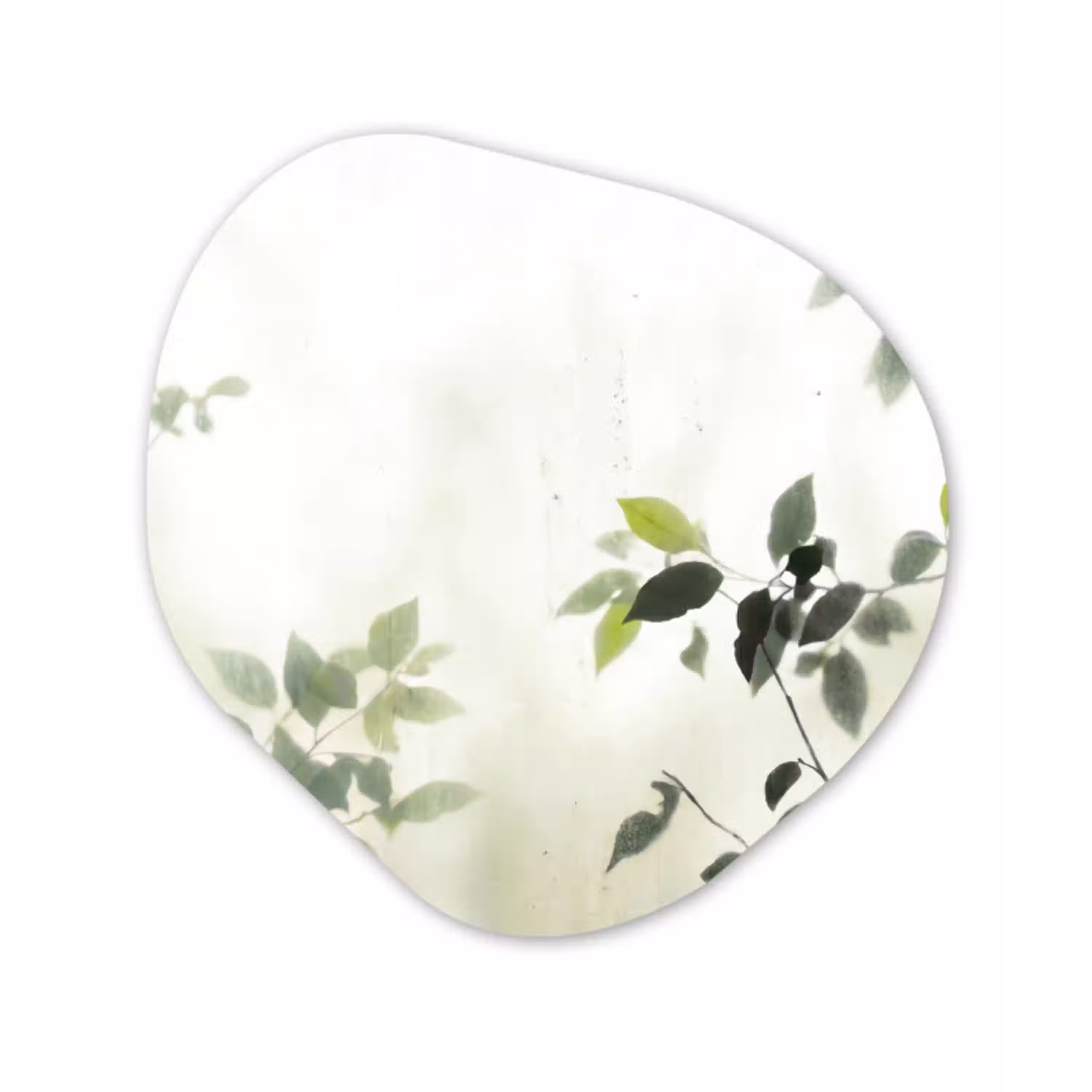Blad - Schaduw - Natuur - Abstract - Groen Wandcirkel Organisch Aluminium middel -3d