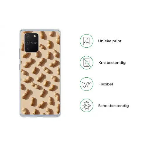 Pinda's - Patroon - Beige Telefoonhoesje Samsung Galaxy S10 Lite klein -specsS10Lite