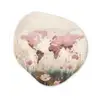 Wereldkaart - Roze - Bloemen Wandcirkel Organisch Forex 3mm klein -3d