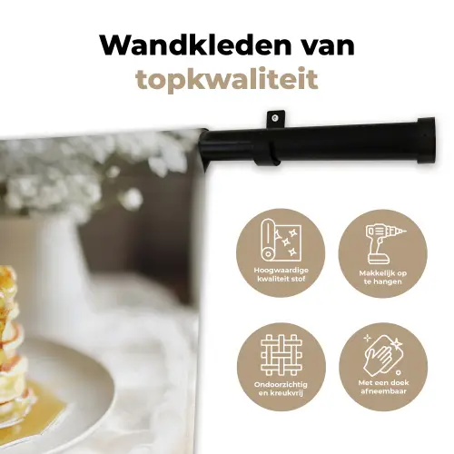Pannenkoeken - Banaan - Siroop - Wit - Beige Wandkleed katoen klein -sfeer2