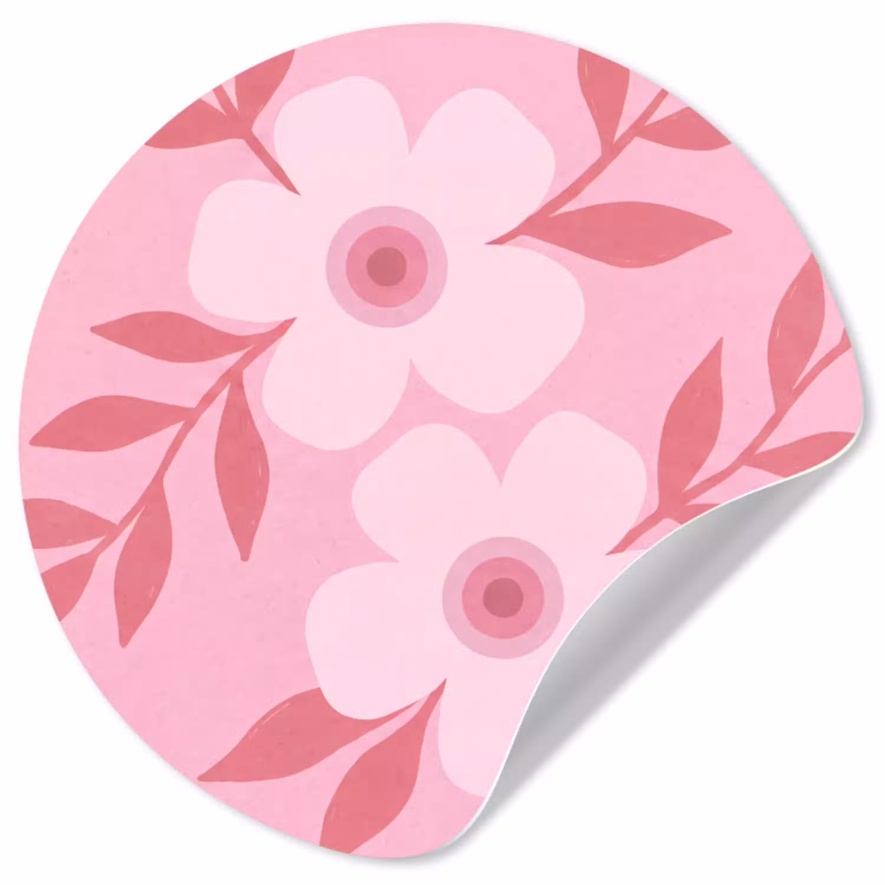 Bloemen - Abstract - Modern - Roze - Natuur Wandcirkel behangsticker klein -3d