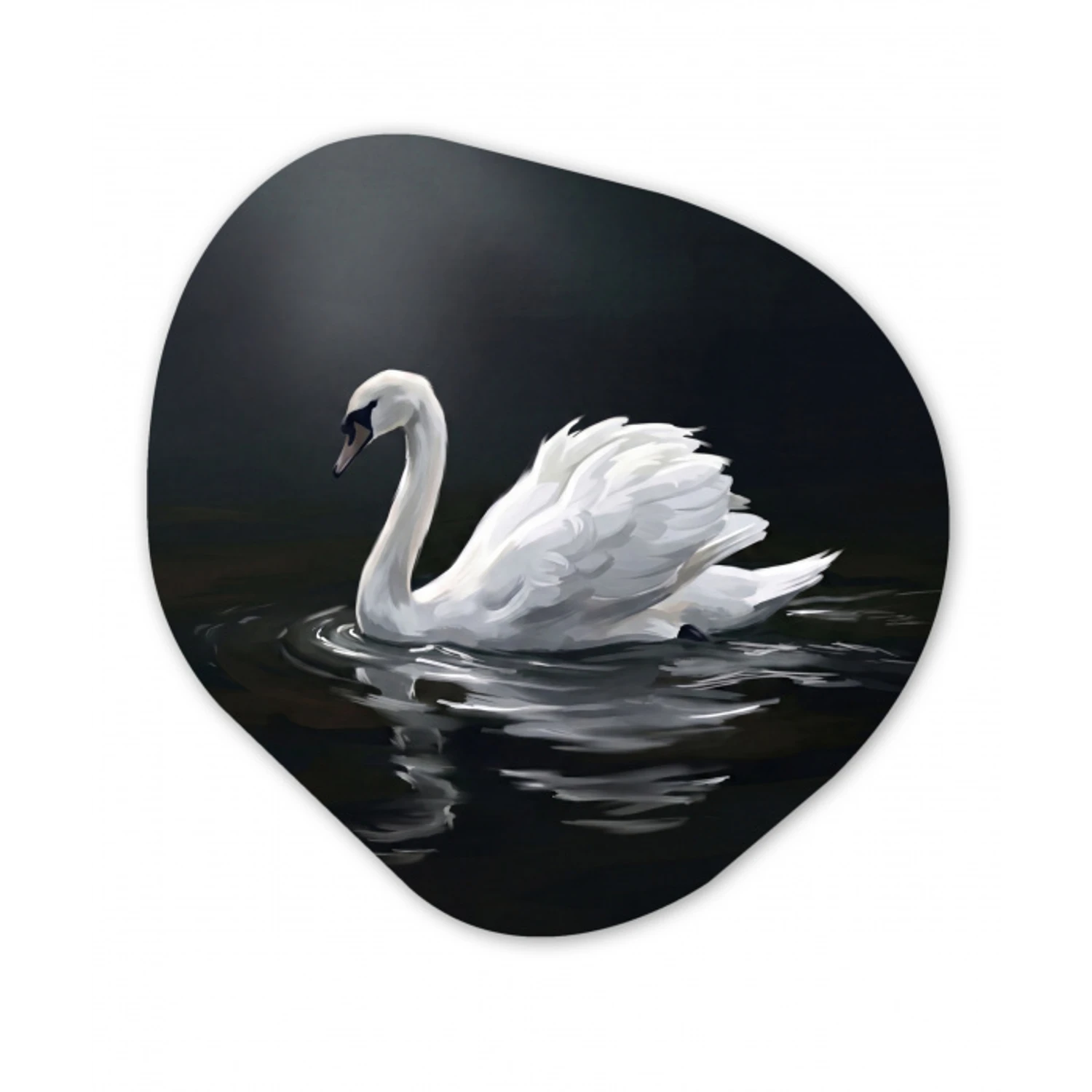 Zwaan - Water - Natuur - Realistisch - Wit Wandcirkel Organisch Forex 3mm klein -3d