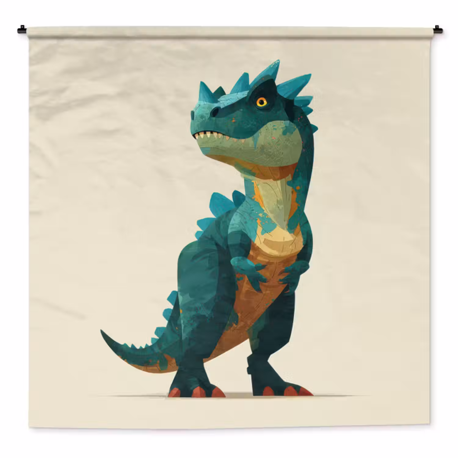 Wandkleed - Stekels - Dino - Blauw - Gespierd