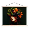 Vrouw - Rood - Groen - Druiven textielposter latten blank klein -3d