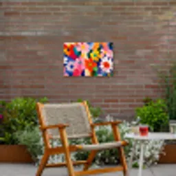 Bloemen - Kleurrijk - Stippen Tuinposter op houten frame 2 cm dik klein -sfeer3