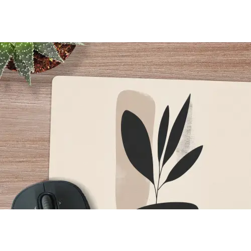 Plant - Beige - Japandi muismat rubber klein -closeup