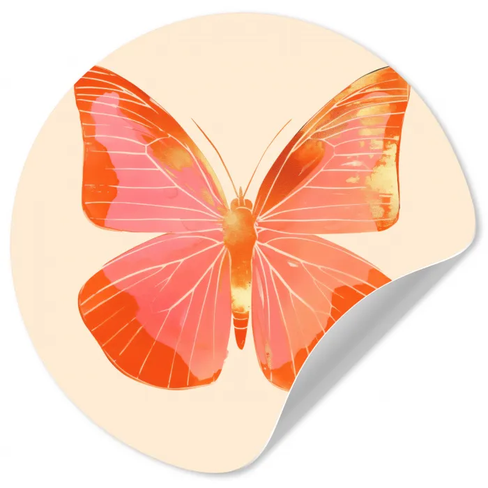 Vlinder - Minimalistisch - Roze Wandcirkel behangsticker klein -3d