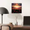 Landschap - Zonsondergang - Bloemenveld aluminium wit klein -sfeer5