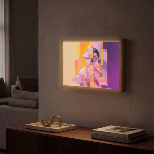 Abstract - Portret - Vrouw - Kleurrijk Light Box met batterij (Wandlamp) middel -sfeer1