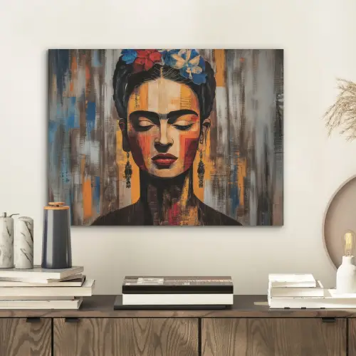 Portret - Vrouw - Bloemen PET vilt klein -sfeer1
