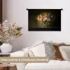 Glazen - Bloemen - Boeket - Kleuren Wandkleed katoen klein -sfeer1