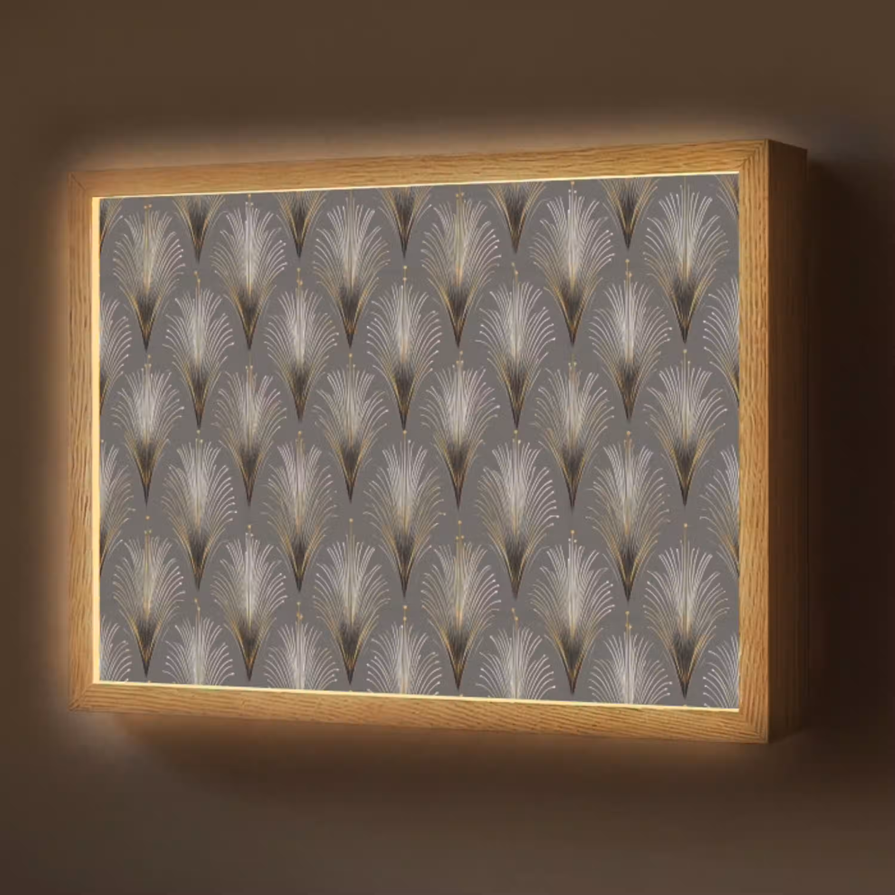 Waaierstralen - Goud - Antraciet Light Box met batterij (Wandlamp) middel 907 -z3d_website