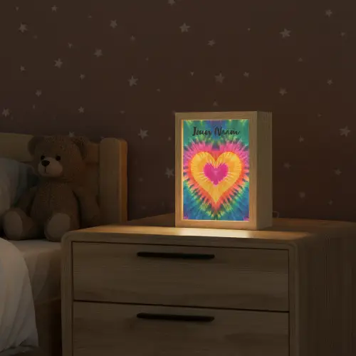 Hart - Kleurrijk - Regenboog - Tie Dye Light Box met kabel (Kinderlampje) klein -sfeer1_kind