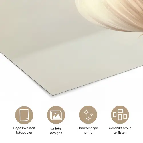 Knoflook - Natuurlijk - Beige poster papier klein -closeup_NL