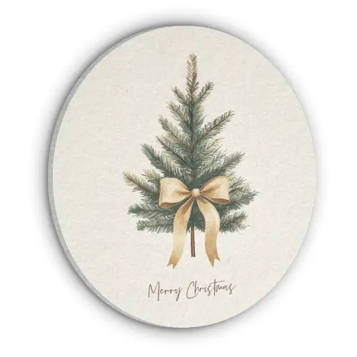 Kerstboom - Kerst - Merry Christmas - Beige Akoestische PET Vilt - Rond klein -3d