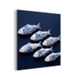 Vissen - Delfts - Blauw - Keramiek aluminium wit klein -3d