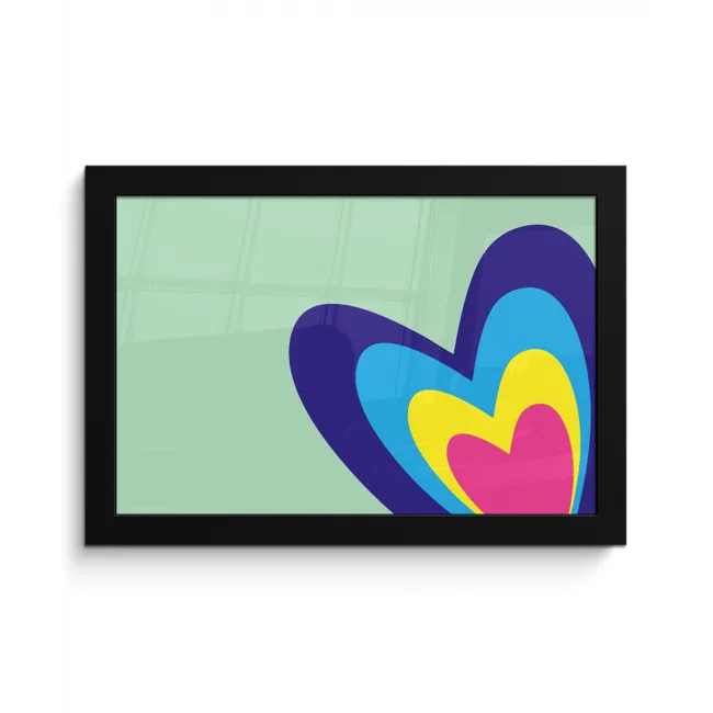 Hartjes - Kleurrijk - Valentijn fotolijst zwart zonder passe partout klein -3d