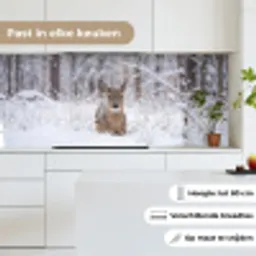 Hert - Sneeuw - Bos - Dieren - Vertederend keuken achterwand 2 middel -sfeer4_NL