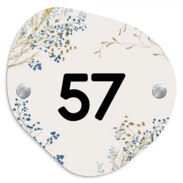 Bloemen - Beige - Traditioneel Naambord Organisch middel -3d