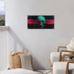 Schedel - Cyberpunk - Neon Rood tuinposter los doek klein -sfeer8