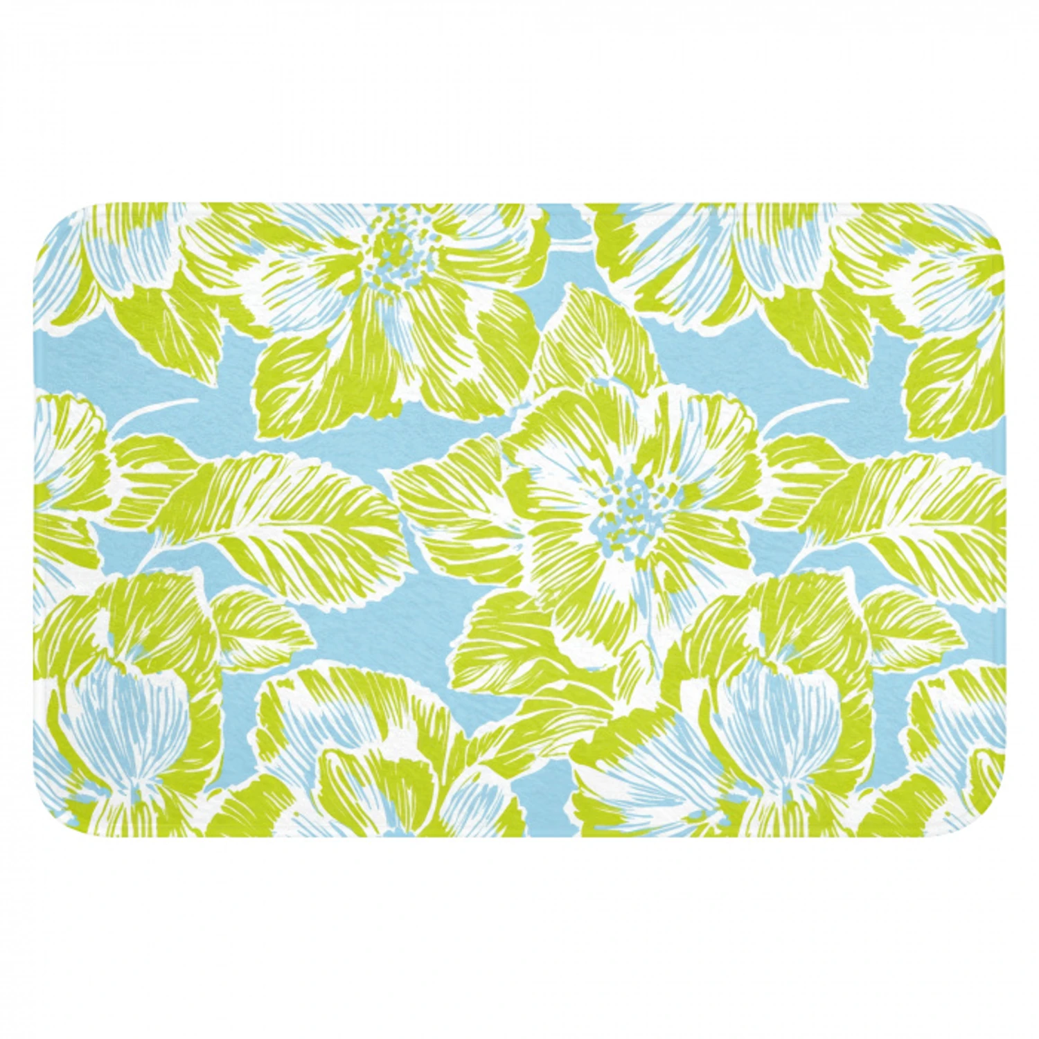 Modern - Bloemen - Groen Badmat klein 997 -3d