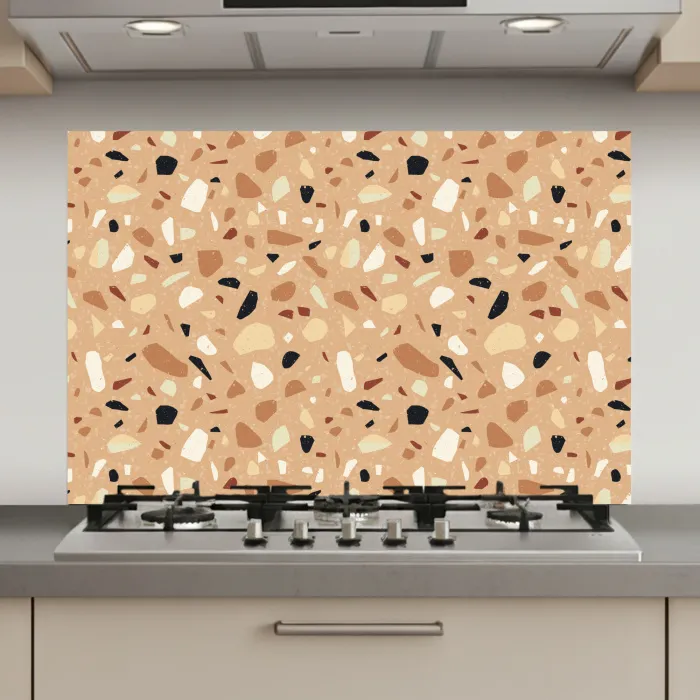 Terrazzo - Patroon - Kleurrijk - Oranje keuken achterwand spatscherm klein 900 -3d_website
