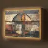 Kunst - Bruin - Abstract - Hout motief Light Box met batterij (Wandlamp) middel -z3d_website