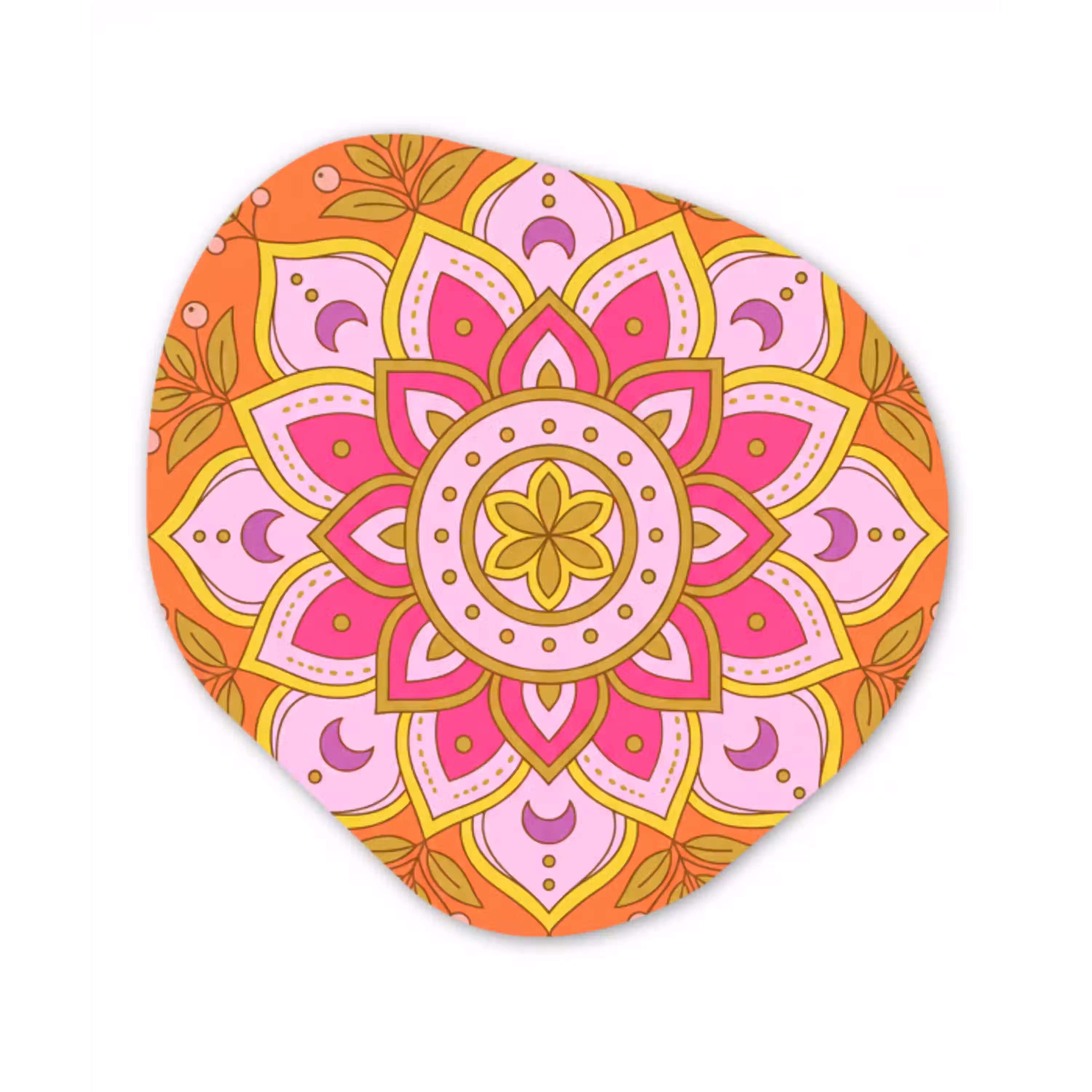 Patroon - Bloemmotief - Decoratie - Abstract - Roze Wandcirkel Organisch Aluminium middel -3d