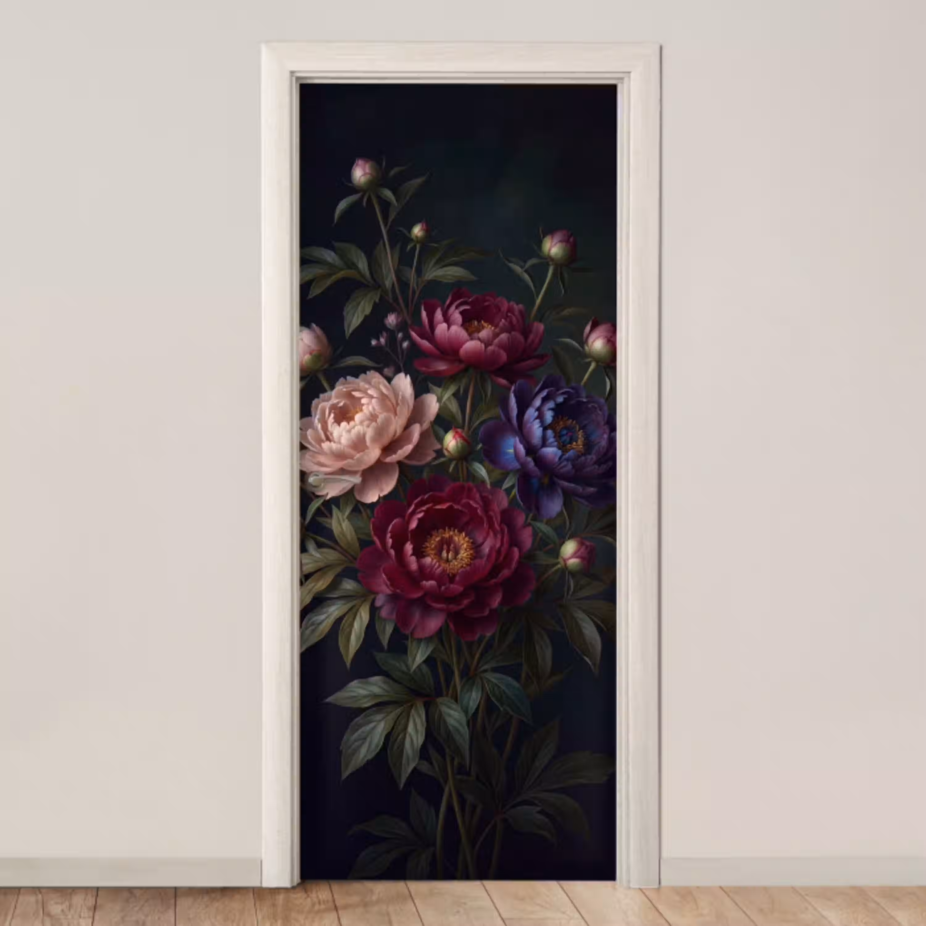 Bloemen - Boeket - Natuur - Modern - Donker deurposter klein -3d_beige