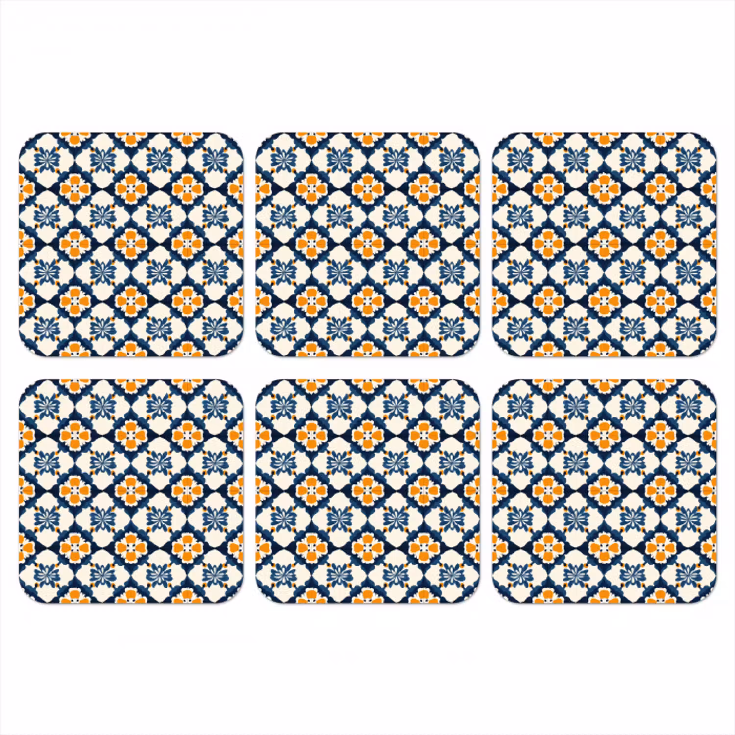 Klassiek - Geometrisch - Blauw onderzetter kurk middel 366 -3d
