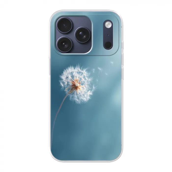Paardenbloem - Wind - Blauw Telefoonhoesje iPhone 17 Pro klein -3d