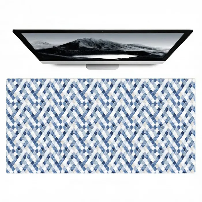 Diamant - Patroon - Blauw - Wit Muismat XXL klein 681 -zzz3d