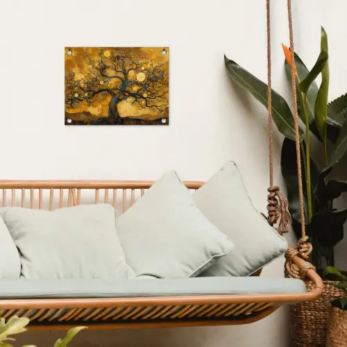 Boom - Levensboom - Abstract - Goud tuinposter los doek klein -sfeer7