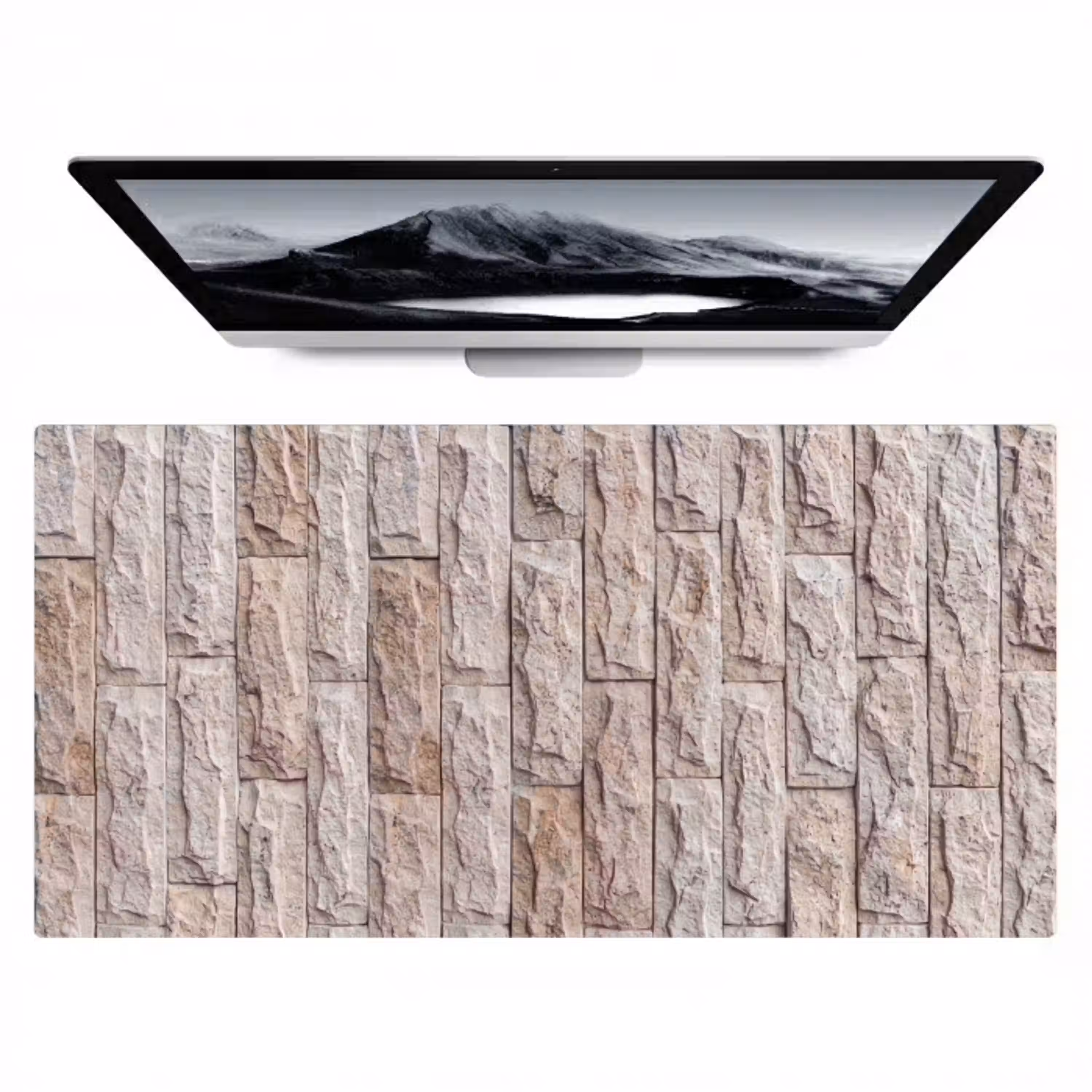 Muur - Steen - Ruw - Beige - Textuur Muismat XXL klein -zzz3d