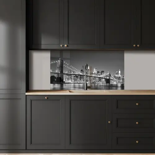 New York - Brug - Brooklyn - Zwart wit - Architectuur keuken achterwand 2 middel -sfeer1