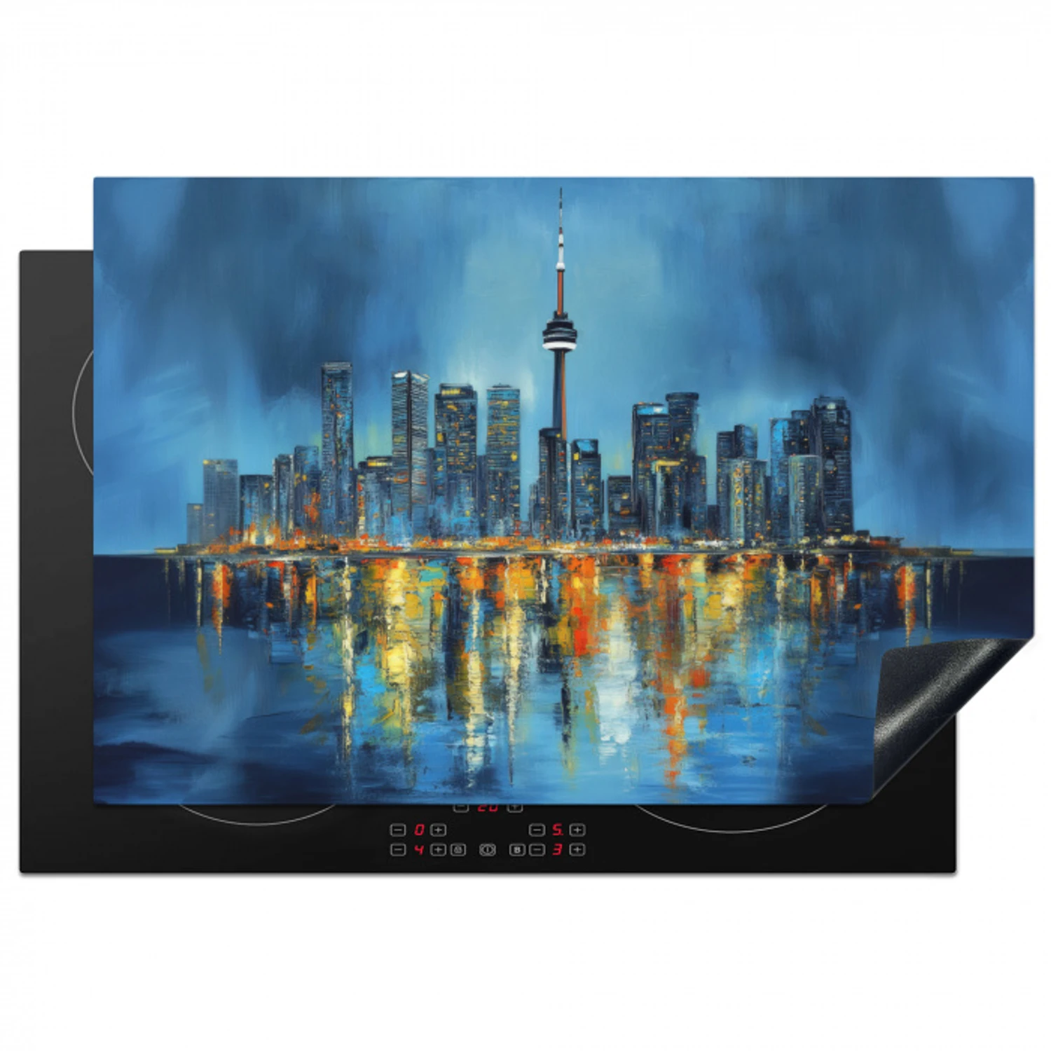 Skyline Toronto - Water - Stadslichten - Toren Inductie beschermer vinyl 3mm klein -3d